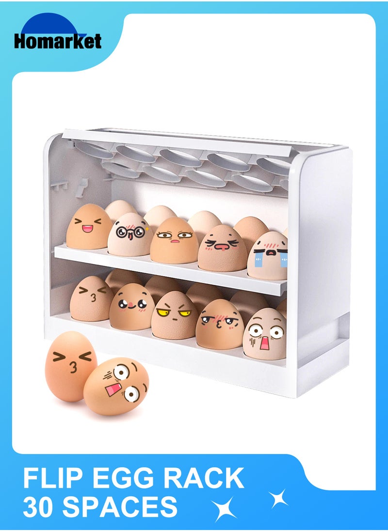 HomarKet - 3-Layers Egg Holder for Refrigerator, Egg Storage Box for Fridge, Egg Tray Container Plastic Egg Carton Reusable Egg Organizer for Refrigerator Door 30 Count Space Saver - Image 1