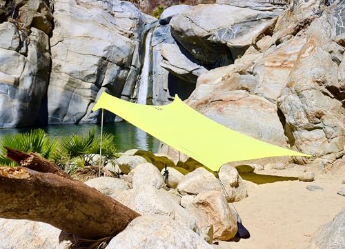 Neso Grande Portable Beach Tent Sun Shelter Lightweight Beach Shade Canopy Easy Setup for Family Outings Patented Reinforced Corners UPF 50 Sun Protection 7ft Tall 9 x 9ft Lemon - Image 3