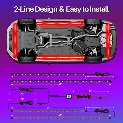 CT CAPETRONIX Underglow Kit for Car, Car Led Underglow Lights for Trucks with App and Remote Control, 16 Million RGB Colors, 29 Preset Modes, Music & DIY Mode, Under Car Led Lights Exterior for SUVs, Trucks, DV 12V - Image 5