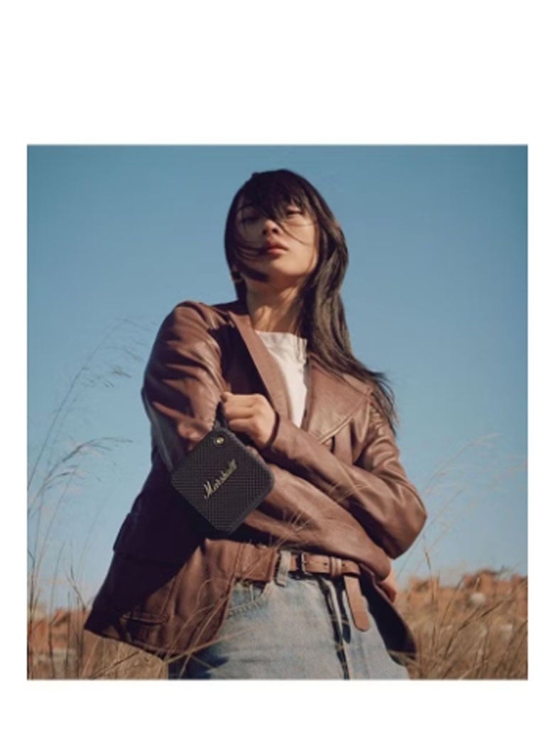 Marshall Willen Bluetooth Speaker, Wireless, 15+ Hours Playtime, Water-Resistent, Quick Charge, Stackable - Brass And Black - Image 4