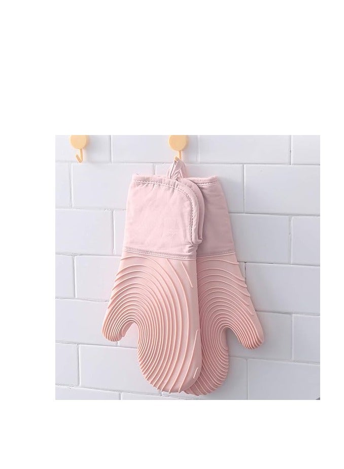 Heat and slip resistant silicone oven gloves, ideal for cooking, grilling, and baking safely. - Image 3