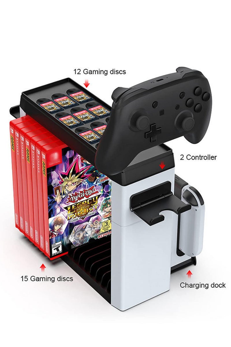 For Nintendo Switch OLED Stand Holder with Game Card and Disc Storage Multi Function Tower Base Bracket for Controllers 2022 Model Accessories - Image 3