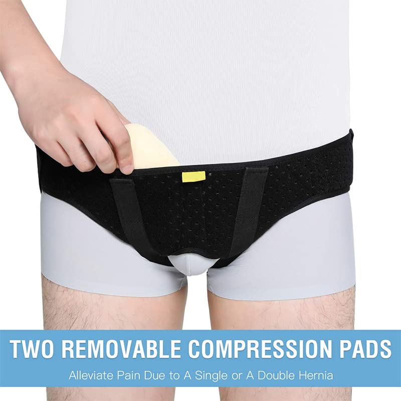 DEBIK Silicone, | Hernia Support Belt For Men Inguinal - Groin Hernia Treatment And Pain Relief - Double Sided Recovery Strap With 2 Removable Pads - Right, Left Or Both Sides (Xl) - Image 3