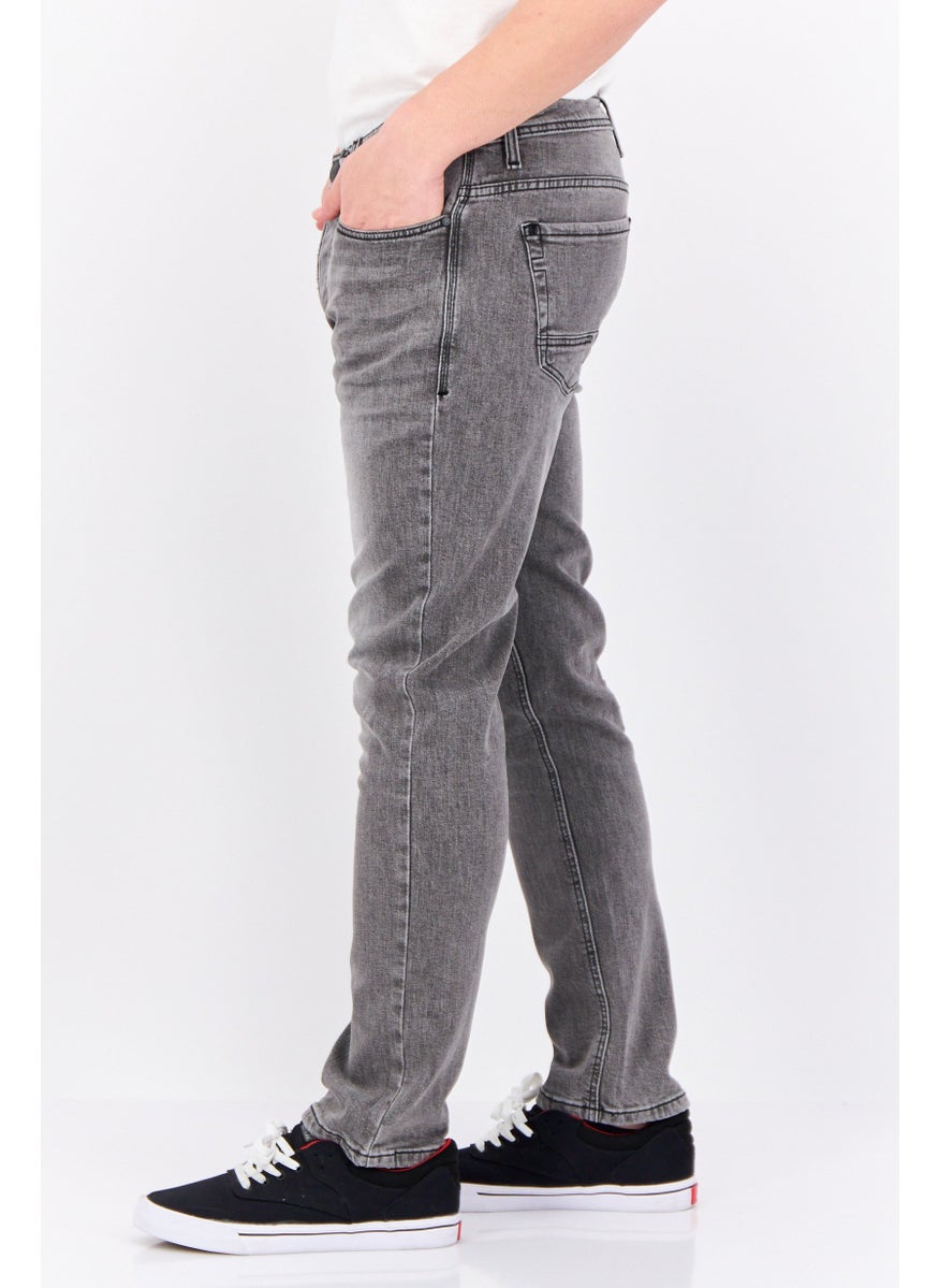 CROSSHATCH Men Slim Fit Washed Stretchable Jeans, Grey  - Image 2