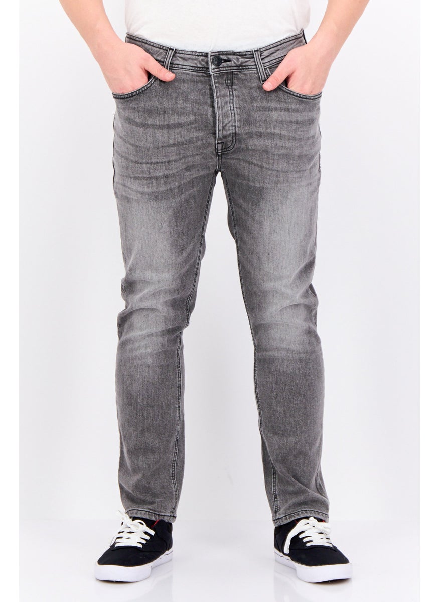 CROSSHATCH Men Slim Fit Washed Stretchable Jeans, Grey  - Image 1