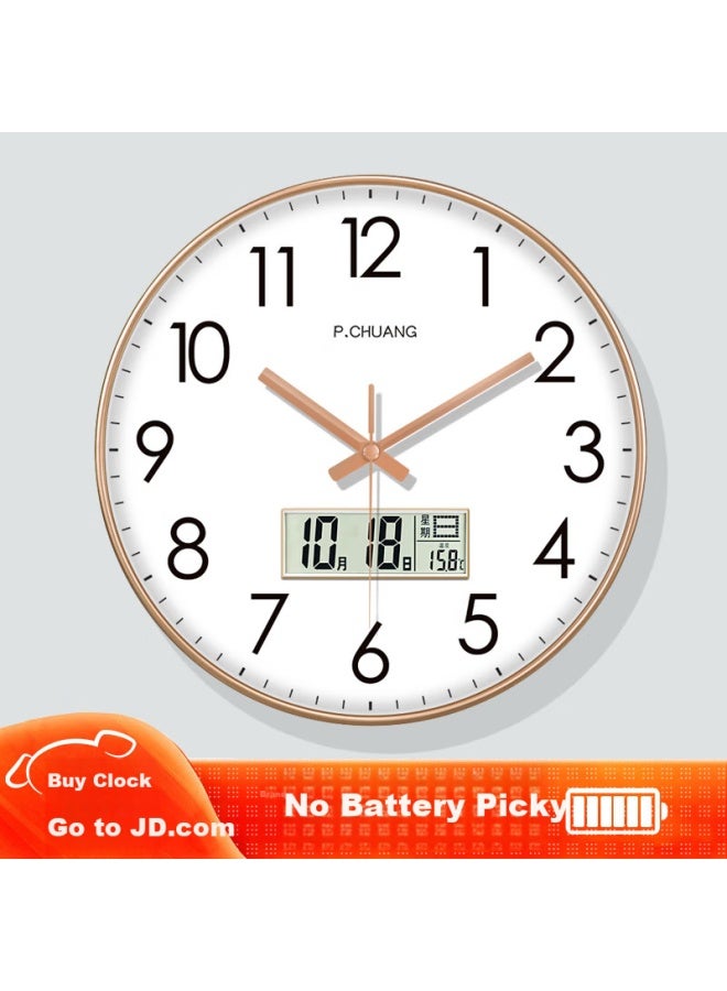 Peng Chuang Pengchuang Swiss Movement Calendar Clock Stone Quartz Clock Household Living Room Modern Light Luxury Clock Wall Clock Bedroom Wall Clock - Image 1