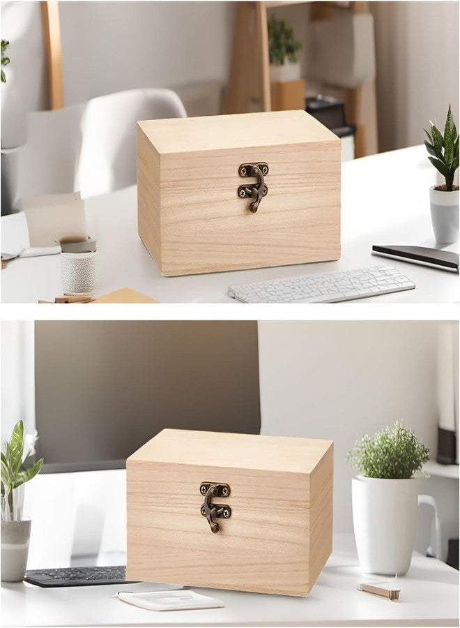RHBLME 10 PACK Wooden Box with Hinged Lid, Unfinished Unpainted Wooden Boxes for Crafts, Large Wooden Box Unfinished Wood Box for DIY Storage Jewelry Plain Pine Box - Image 5