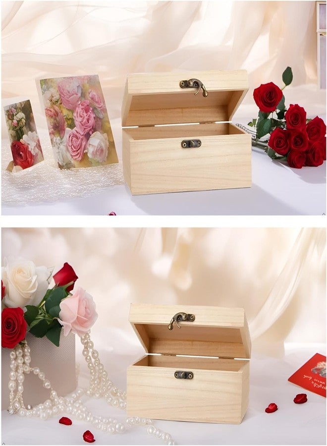 RHBLME 10 PACK Wooden Box with Hinged Lid, Unfinished Unpainted Wooden Boxes for Crafts, Large Wooden Box Unfinished Wood Box for DIY Storage Jewelry Plain Pine Box - Image 4