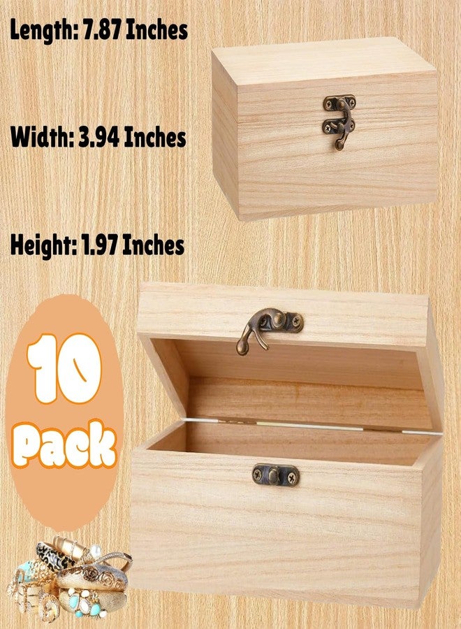 RHBLME 10 PACK Wooden Box with Hinged Lid, Unfinished Unpainted Wooden Boxes for Crafts, Large Wooden Box Unfinished Wood Box for DIY Storage Jewelry Plain Pine Box - Image 2