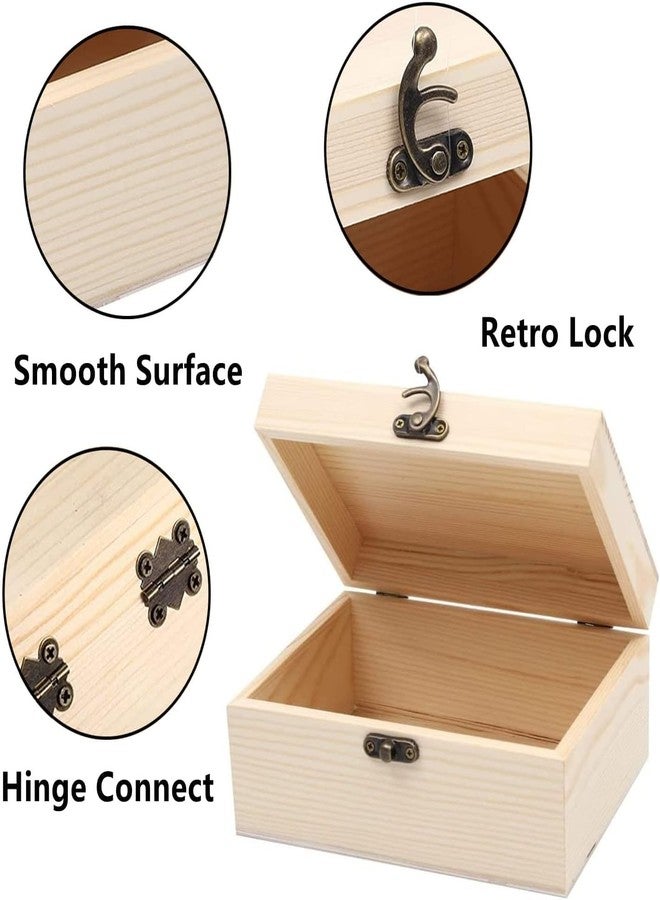 RHBLME 10 PACK Wooden Box with Hinged Lid, Unfinished Unpainted Wooden Boxes for Crafts, Large Wooden Box Unfinished Wood Box for DIY Storage Jewelry Plain Pine Box - Image 3