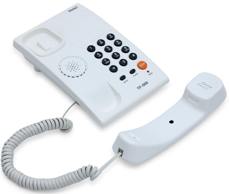 HOLA هاتف أرضي أساسي TF 500 أبيض مزود بسلك مع نغمة/نبض، قابل للتثبيت على الحائط/المكتب، قرص نبض/نغمة - Image 5