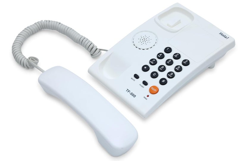 HOLA هاتف أرضي أساسي TF 500 أبيض مزود بسلك مع نغمة/نبض، قابل للتثبيت على الحائط/المكتب، قرص نبض/نغمة - Image 4