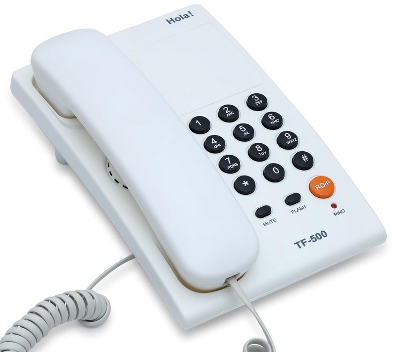 HOLA هاتف أرضي أساسي TF 500 أبيض مزود بسلك مع نغمة/نبض، قابل للتثبيت على الحائط/المكتب، قرص نبض/نغمة - Image 2