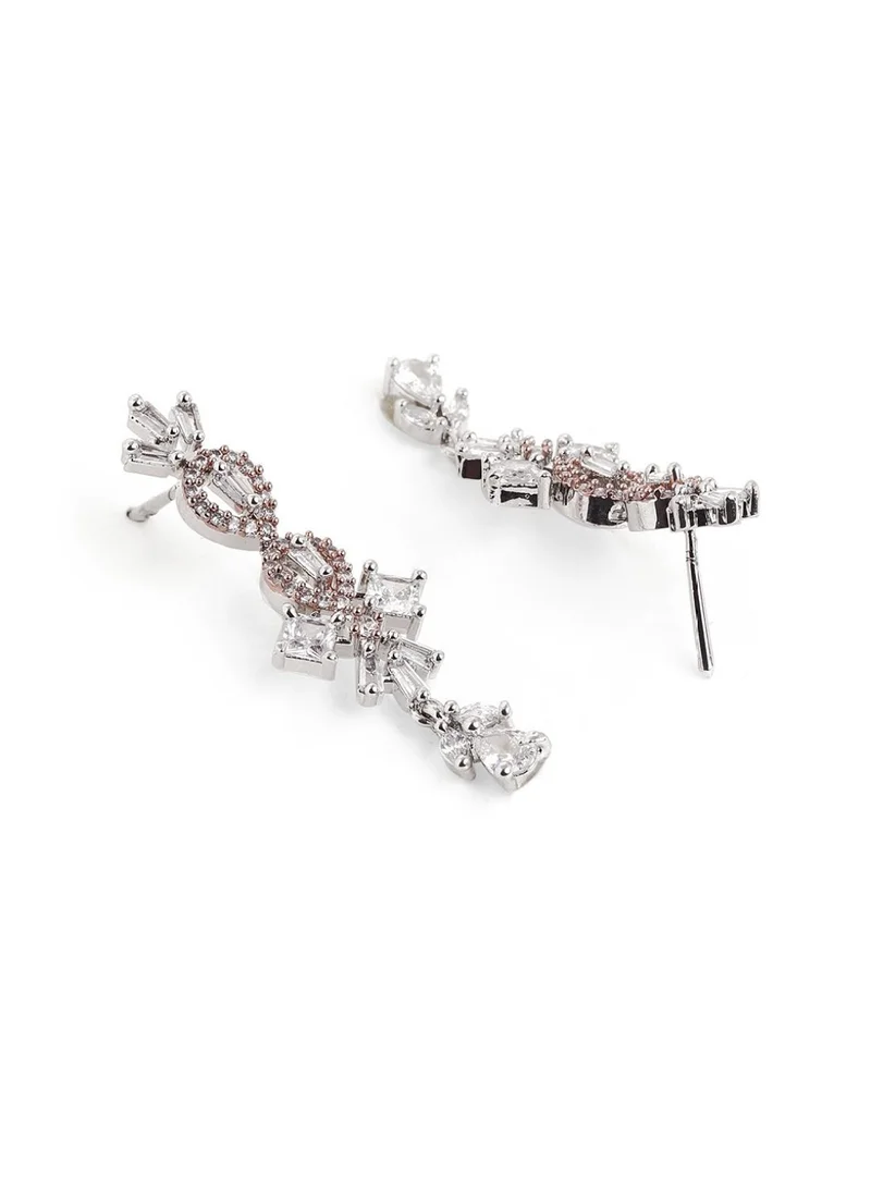Priyaasi Rose AD Stones-Studded Necklace and Earrings