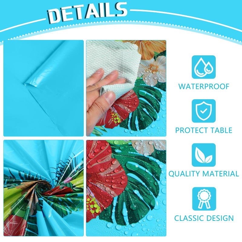 Irenare 6 Sheets Hawaiian Luau Tablecloths for Party Decoration 54 x 108'' Tropical Palm Leaves Table Cloth Hawaii Disposable Rectangular Plastic Table Cover for Summer Beach (Multicolored) - Image 3