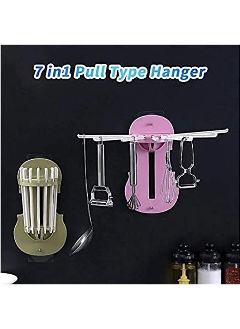 7 in 1 Multifunctional Wall Hanging Hanger, Large Size Pink  - Image 1