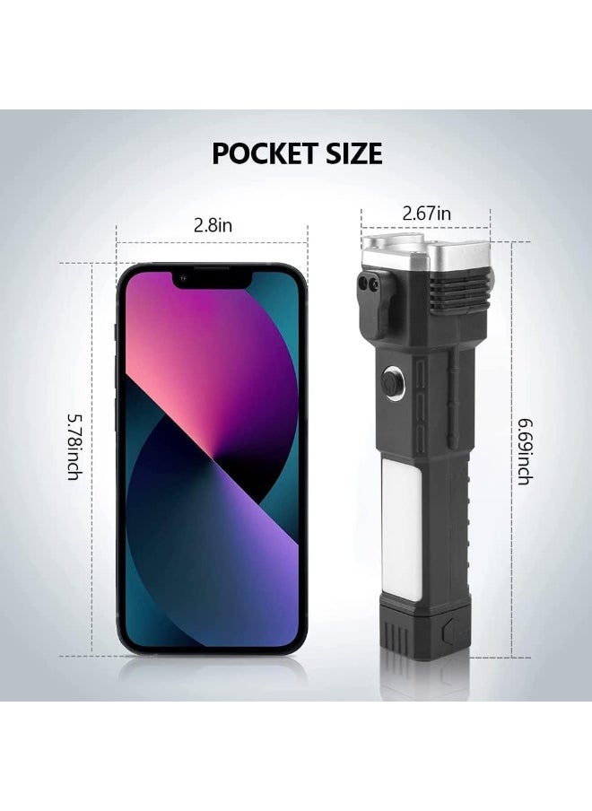 SUKILO LED Rechargeable Flashlight – High Lumens Waterproof Torch with Broken Window Hammer, 3 Lighting Modes & Magnetic Base for Outdoor, Car Use  - Image 4