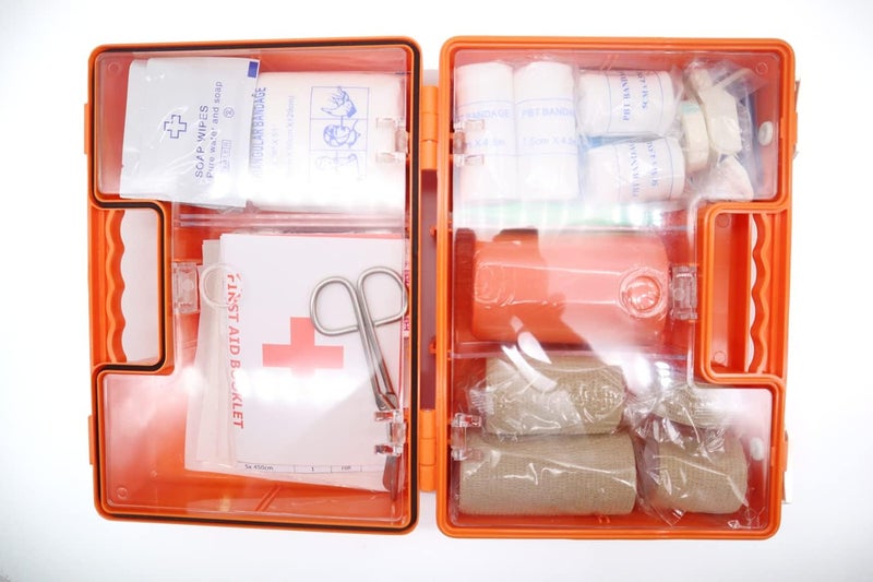 MedOne Plus First Aid Emergency Kit Case Medical Orange Box Portable Outdoor Travel Sports Medicine Treatment Hard Cover in a box can used for 50 persons - Image 2