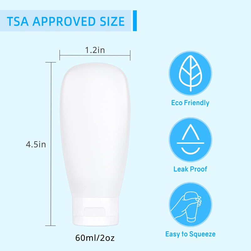 CRAFTISAN TSA Approved Travel Bottles Set for Toiletries Travel Size Containers Kit 4 Pack Portable Leak Proof Refillable Squeeze Cosmetic Airplane Essential Shampoo Hair Conditioner Body Lotion Bath Shower Gel - Image 3