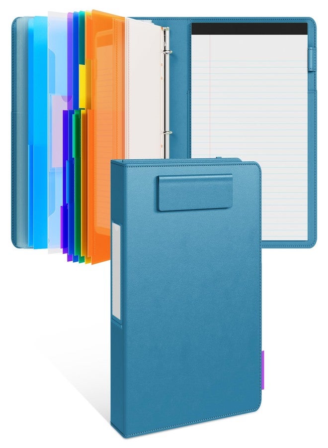 JoyCat 3 Ring Binder Clipboard with Storage,12.4"x10.2"Magnetic Clipboard Folder with 5 Expandable Folders,Refillable Lined Notepad (11" x 8.5"),Ideal for School Office Nursing(Dark Blue) - Image 1