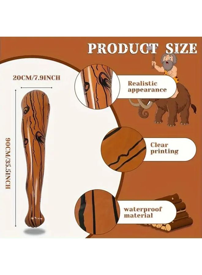 Brown Inflatable Caveman Club Set Of 2 Prehistoric Halloween Party Decorations - Image 3