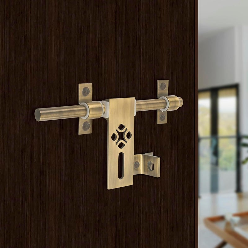 Atom 96 Inch Steel Aldrop Fancy Aldrop for Door Fittings Kit Door Accessories Brass Antique Finish Pack of 1 ElopsBA - Image 2