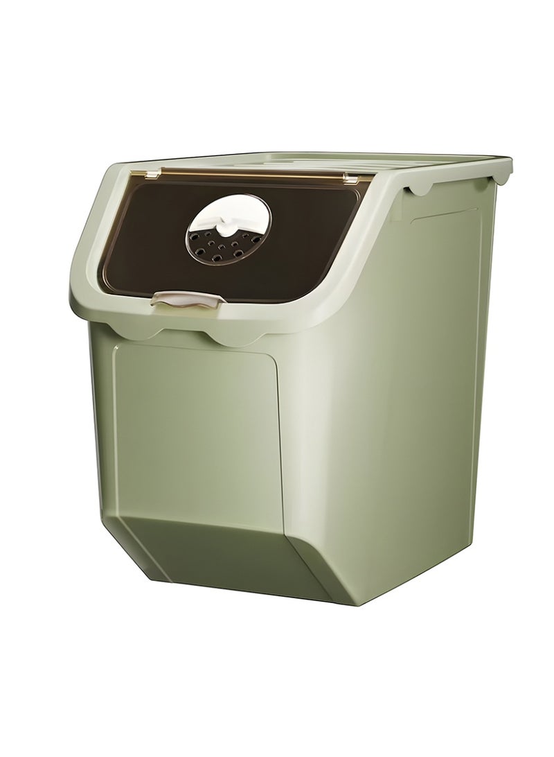 كادي ون صندوق تخزين أرز بلاستيكي سعة 10 كيلو بغطاء قابل للطي، حاوية حفظ الحبوب مع مقابض سهلة الحمل مانع للتسرب، وعاء تخزين الطعام محكم الغلق متعدد الاستخدامات مثالي لحفظ الأرز و الحبوب - Image 1