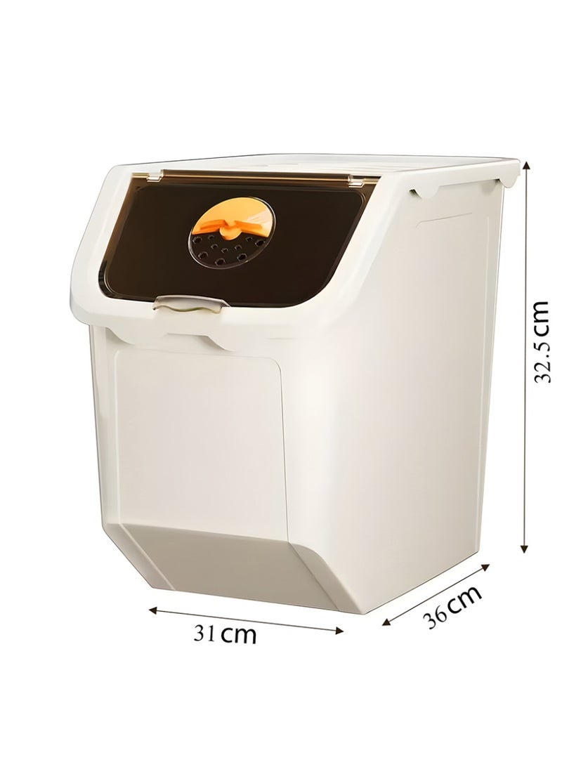 كادي ون صندوق تخزين أرز بلاستيكي سعة 10 كيلو بغطاء قابل للطي، حاوية حفظ الحبوب مع مقابض سهلة الحمل مانع للتسرب، وعاء تخزين الطعام محكم الغلق متعدد الاستخدامات مثالي لحفظ الأرز و الحبوب - Image 3