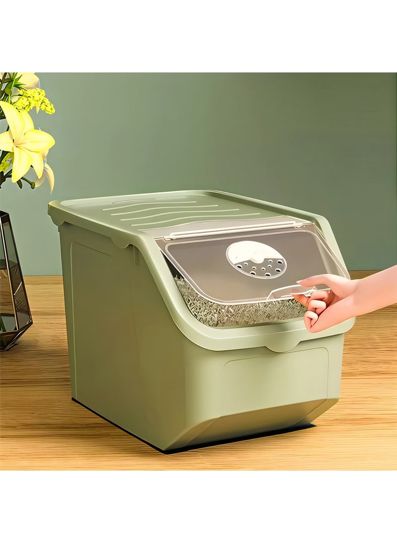 كادي ون صندوق تخزين أرز بلاستيكي سعة 10 كيلو بغطاء قابل للطي، حاوية حفظ الحبوب مع مقابض سهلة الحمل مانع للتسرب، وعاء تخزين الطعام محكم الغلق متعدد الاستخدامات مثالي لحفظ الأرز و الحبوب - Image 4