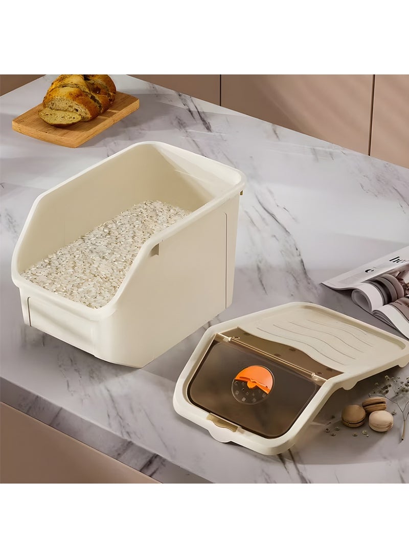 كادي ون صندوق تخزين أرز بلاستيكي سعة 10 كيلو بغطاء قابل للطي، حاوية حفظ الحبوب مع مقابض سهلة الحمل مانع للتسرب، وعاء تخزين الطعام محكم الغلق متعدد الاستخدامات مثالي لحفظ الأرز و الحبوب - Image 2