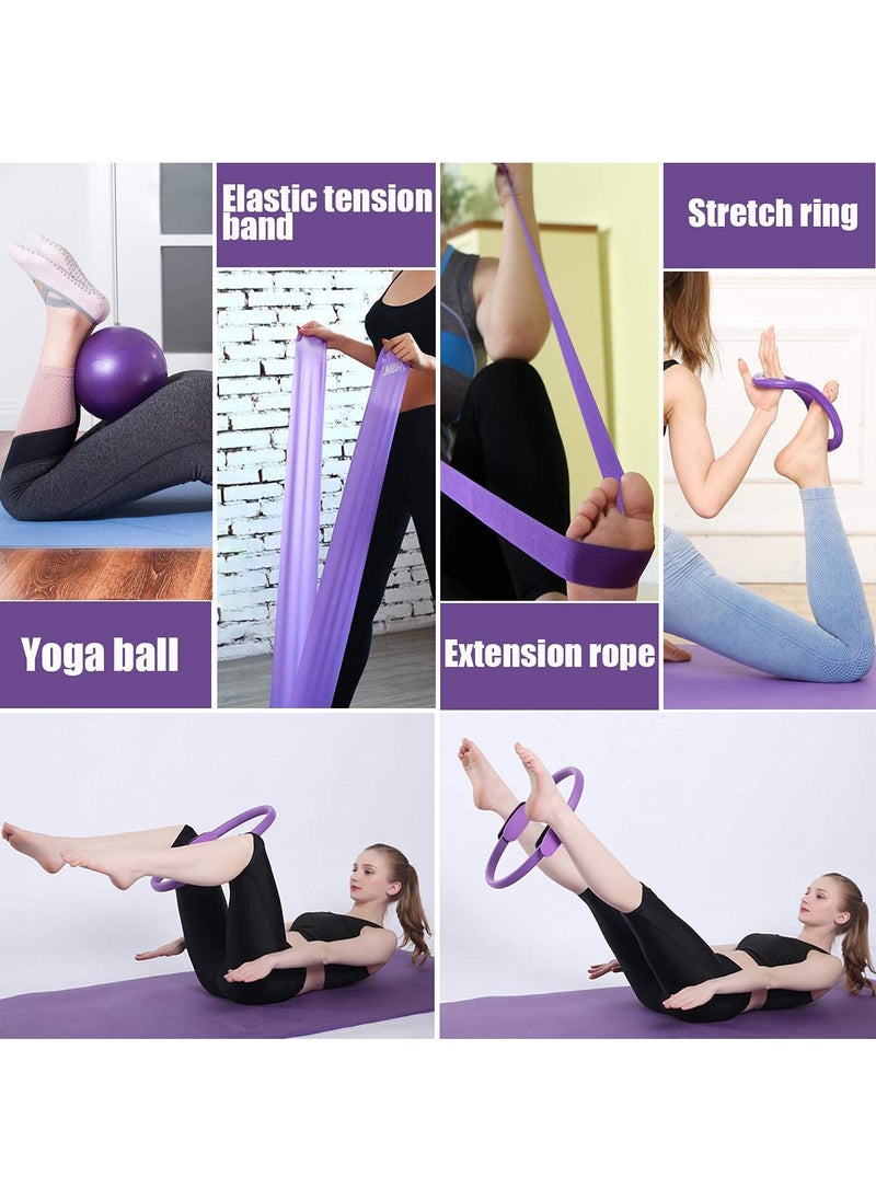 Arabest 5 Pcs Pilates Ring Set 14" Yoga Fitness Magic Circle Pilates Equipment for Home Workouts Fitness kit (Purple)  - Image 2