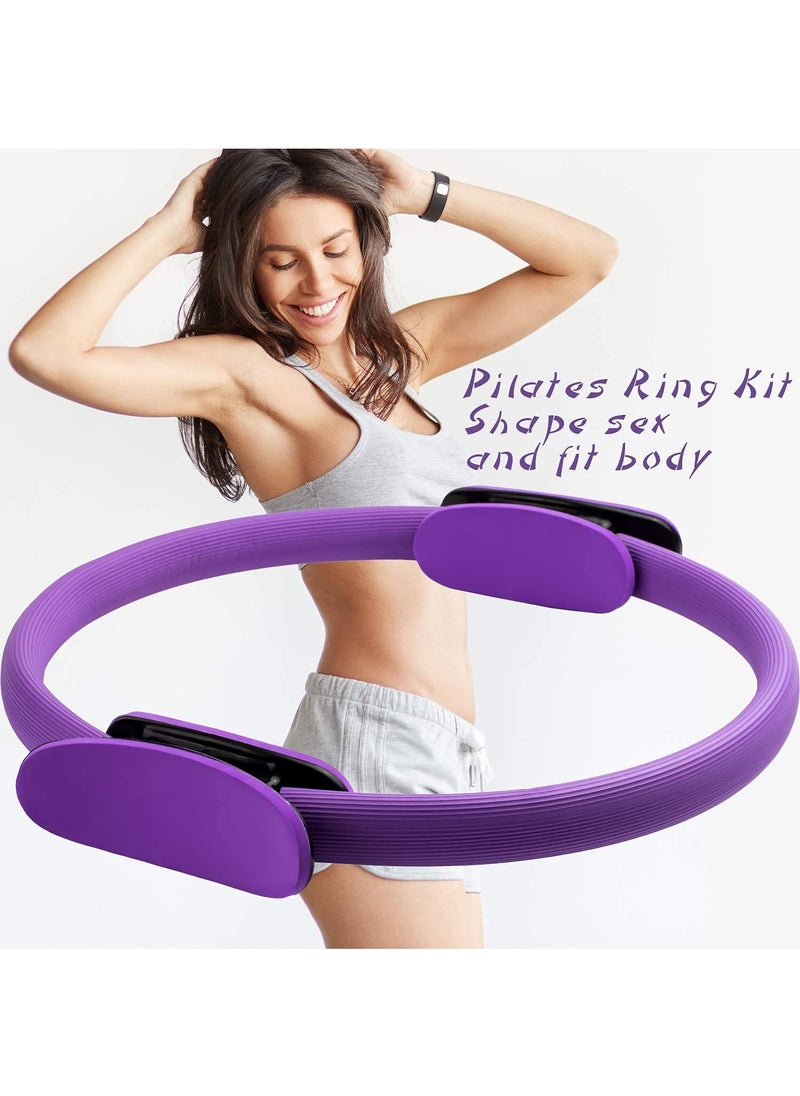 Arabest 5 Pcs Pilates Ring Set 14" Yoga Fitness Magic Circle Pilates Equipment for Home Workouts Fitness kit (Purple)  - Image 3