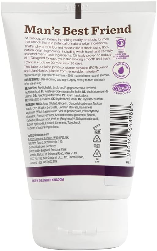 Bulldog Skincare Oil Control Moisturiser 100ml Moisturiser for Men For Oily Skin - Image 2