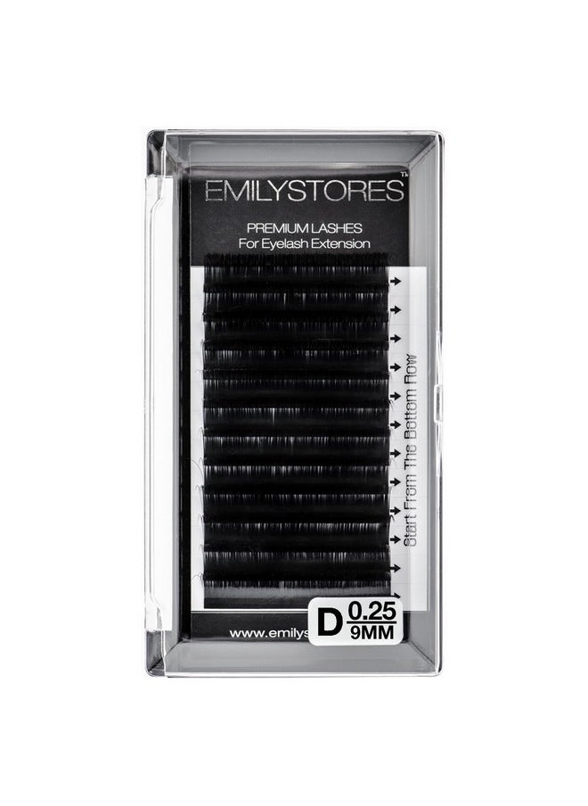 Eyelash Extensions 0.25Mm Thickness D Curl Length 9Mm Natural-Looking Individual Volume Eyelashes For Lash Extensions(0.25,D,9Mm)