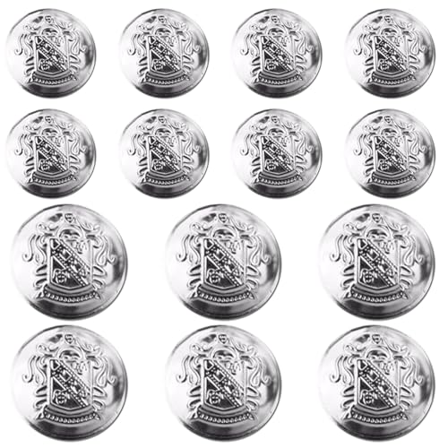 RUIFUU 14Pcs Metal Blazer Button Set, Suit Buttons for Men Women, Vintage Silver Buttons for, Blazer, Suits, Sport Coat, Uniform, Jacket (18mm 23mm,Silver) - Image 1