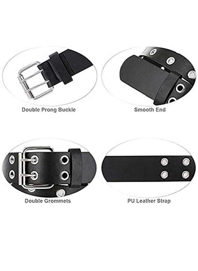 Generic - Punk Double Grommet Leather Belt - Image 1