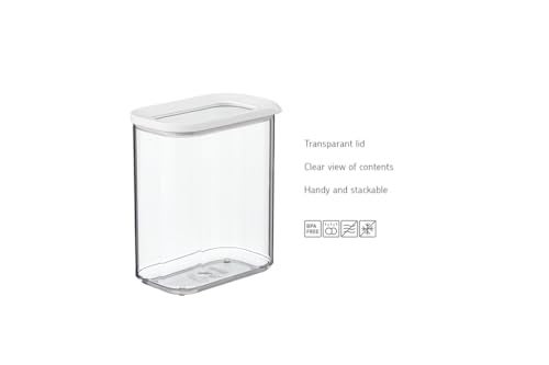 Mepal حاوية تخزين الطعام الشفافة من ميبال مودولا | 15 أونصة/450 مل | مثالية للمواد الجافة | آمنة للغسل في غسالة الصحون | غطاء بإطار أبيض | خالية من BPA | مصنوعة في هولندا - Image 3