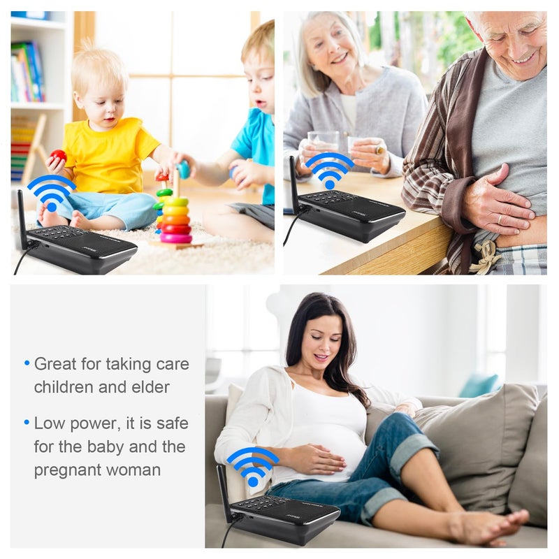 Wuloo نظام الاتصال الداخلي اللاسلكي وولو ل المنزل مدى 1 ميل 10 قنوات 3 رموز، أجهزة الاتصال الداخلي اللاسلكية للمنزل أو المكتب أو العمل، نظام الاتصال المنزلي، جهاز اتصال داخلي من غرفة إلى غرفة WL666 (مجموعة 2 وحدة باللون الأسود) - Image 4