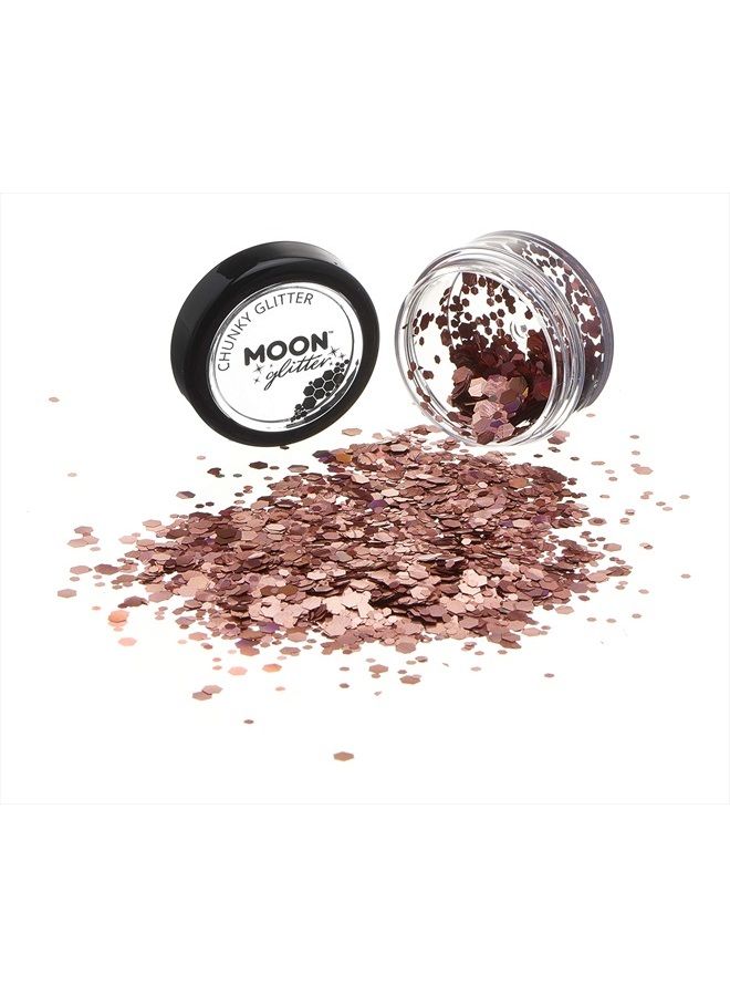 Moon Glitter Holographic Chunky Glitter by Moon Glitter – 100% Cosmetic Glitter for Face, Body, Nails, Hair and Lips - 0.10oz - Rose Gold - Image 3