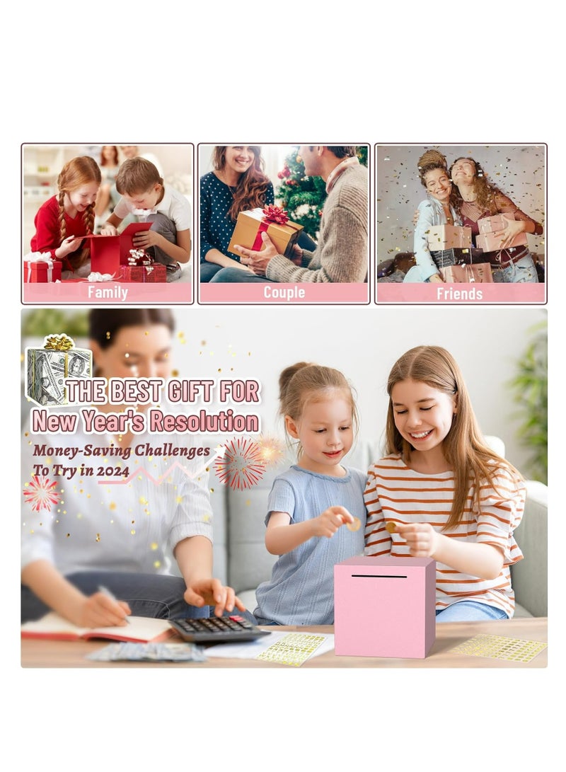 Pink Stainless Steel Savings Bank 5.9x5.9x5.9 Inch Metal Money Box Only Deposit No Withdrawal Must Break to Access Money Budget Tool Gift - Image 5