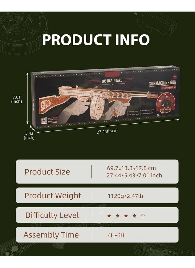 RoWood - 3D Puzzle Tommy Rubber Band Gun Model Kits Wooden Puzzles For Adults Wood Building Kits Unique Gifts For Adults&Teens - Image 1
