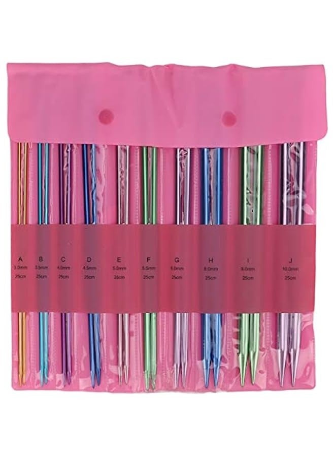 Generic 10 Pcs Knitting Needle All Set, Colorful Single Pointed 25 cm Size Different Thickness Light Weight Aluminum Material Knitting Set for Universal Household Knitting  - Image 1