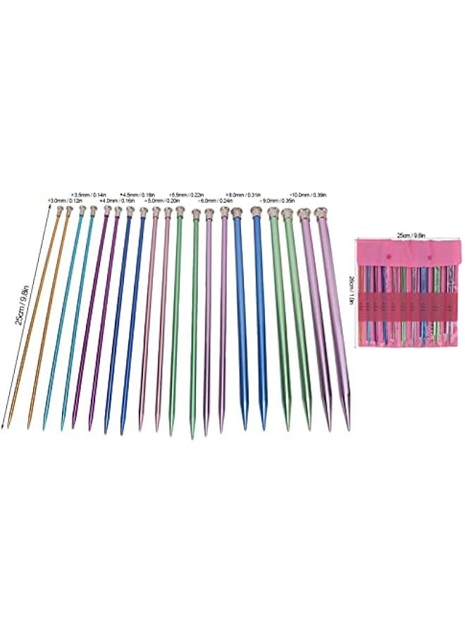 Generic 10 Pcs Knitting Needle All Set, Colorful Single Pointed 25 cm Size Different Thickness Light Weight Aluminum Material Knitting Set for Universal Household Knitting  - Image 2