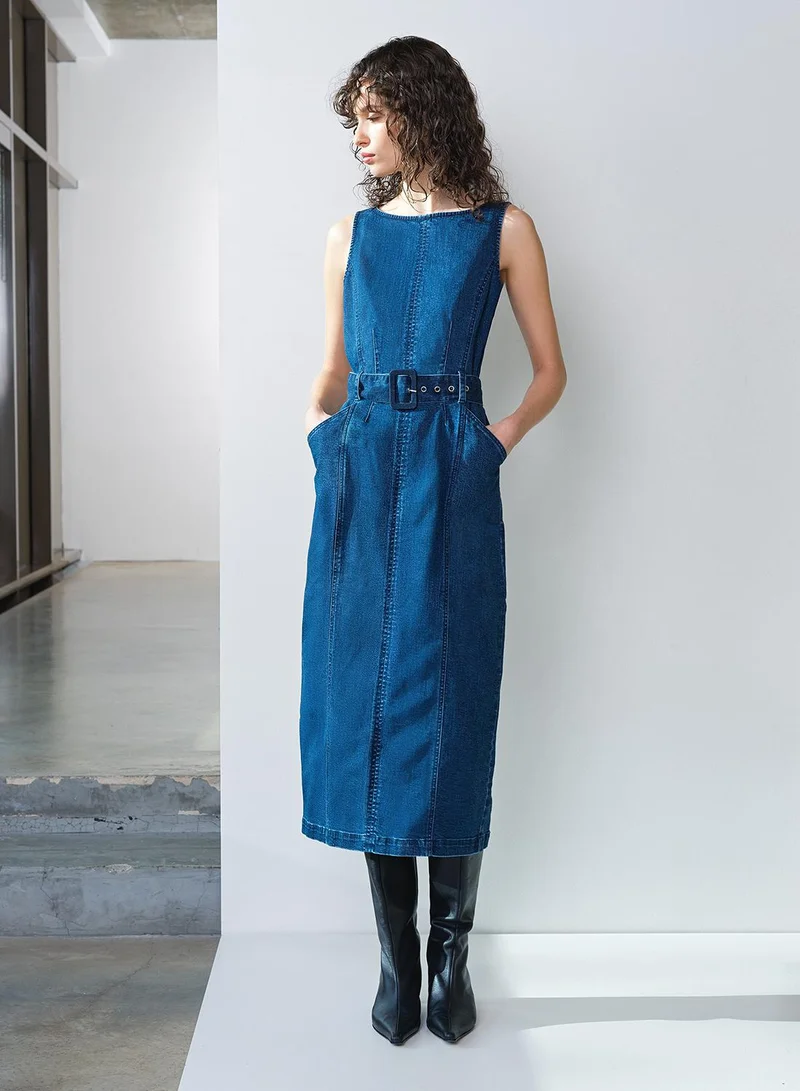 فرنش كونكشن Arywoode Denim Midi Dress
