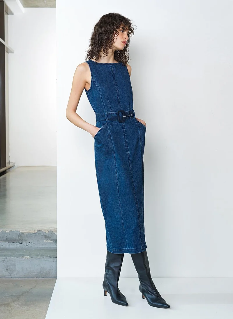 فرنش كونكشن Arywoode Denim Midi Dress