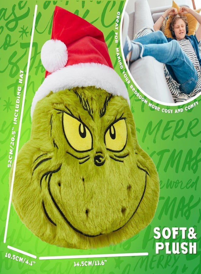The Grinch 3D Plush Pillow Cushion for Bed, Couch, Throw Pillows Room Decor 21x14 inches, Christmas Home Decor Accessories, Funny Xmas Gifts - Image 5