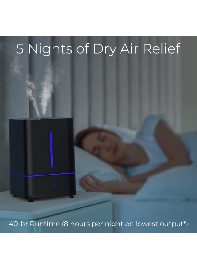 Everlasting Comfort مرطب هواء إيفرلاستينج كومفورت كول ميست لغرفة النوم سعة 4 لتر بدون فلتر، صغير الحجم، هادئ، غرفة كبيرة، جهاز تبخير هواء منزلي للأطفال وصينية للزيوت العطرية، أسود  - Image 3