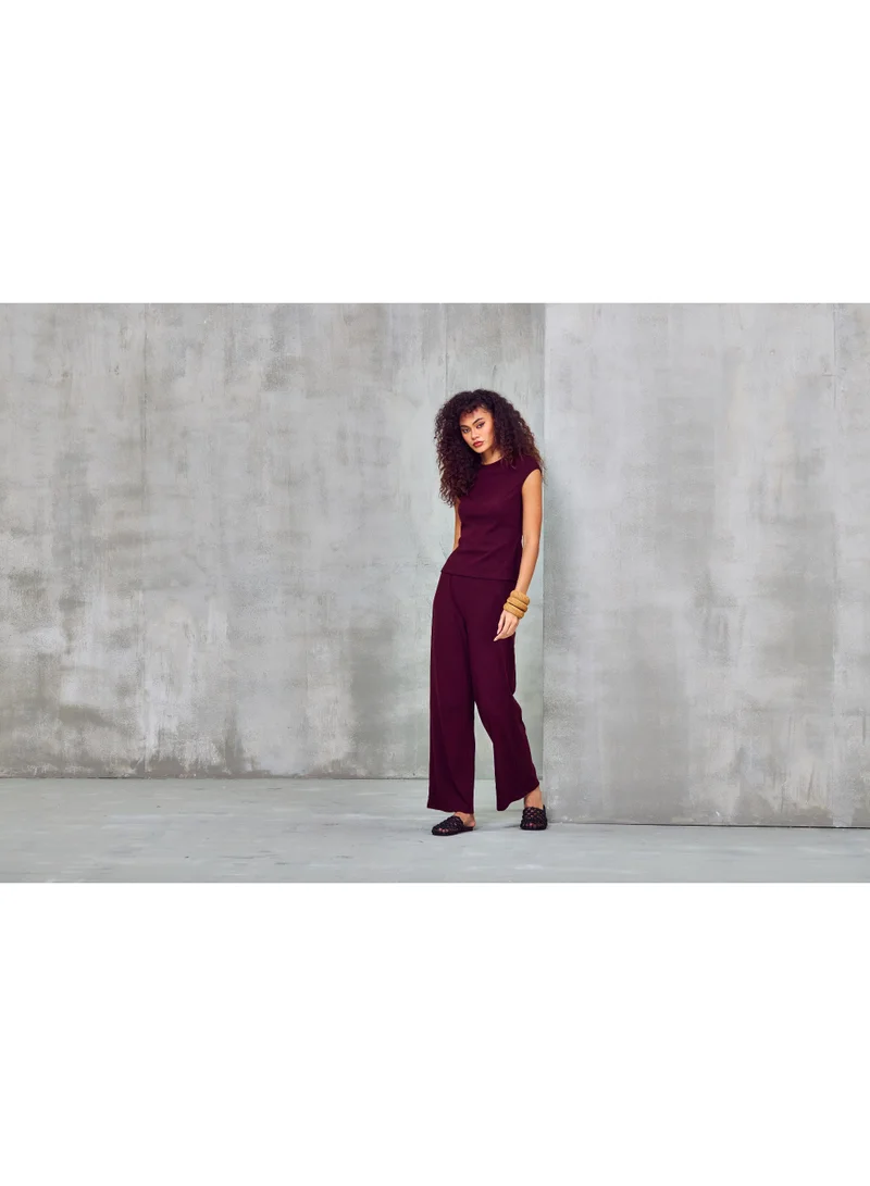 Ashita Fernandes Sleeveless Top – Deep Wine Rayon-Viscose Blend