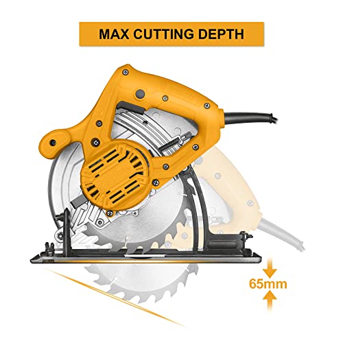 INGCO Circular Saw, 1400W | 4800rpm Electric Saw, Adjustable Cutting Depth/Bevel Cutting Corded Saw with 185mm Blade for Home Decoration or Woodworking - Image 4
