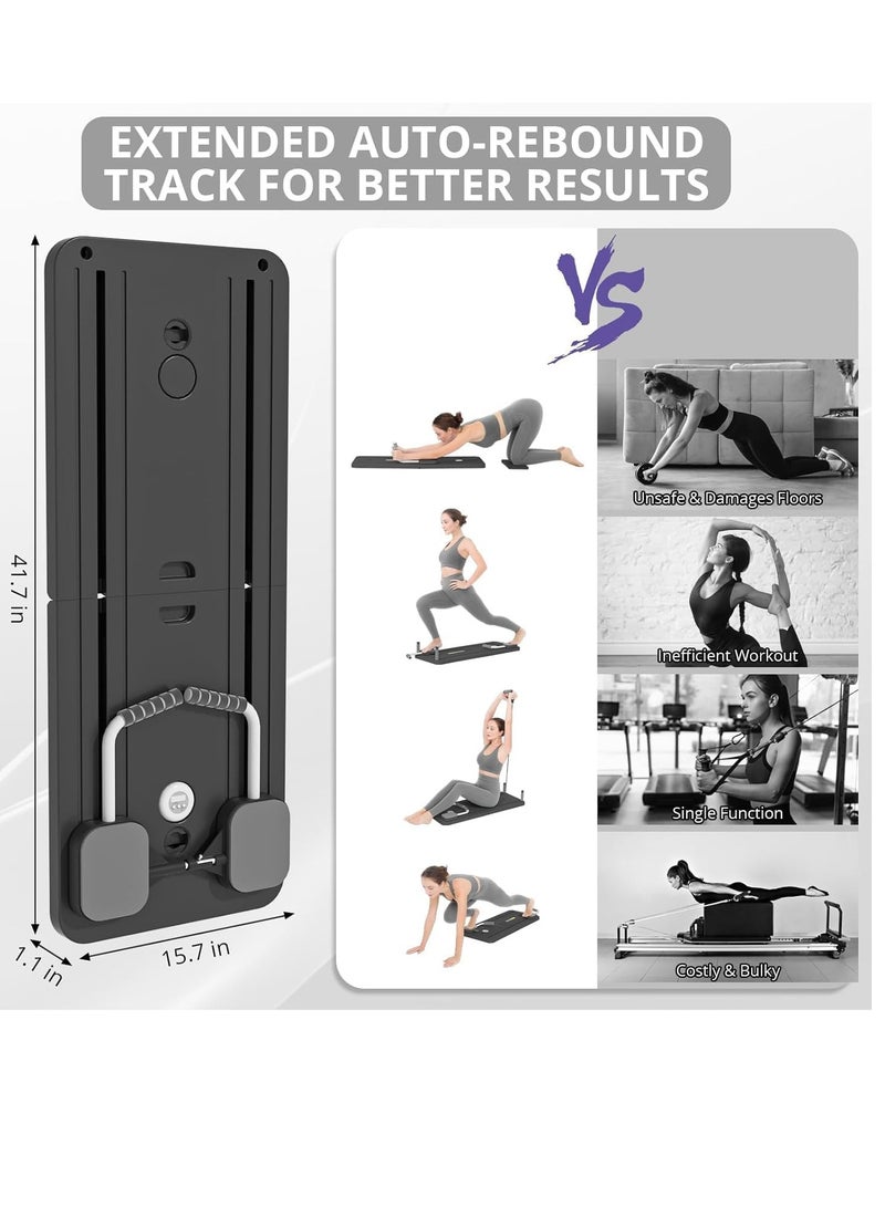 لوح البطن، مجموعة بيلاتس ريفورمر، لوح بيلاتس ريفورمر قابل للطي متعدد الأغراض، معدات بيلاتس عالية القوة لوح لياقة بدنية محمول للمنزل للنساء والرجال (أسود) - Image 2